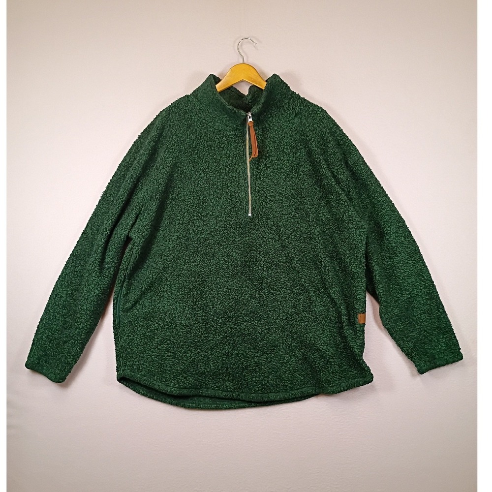 Gorpcore Maurices Womens 1X Green Sherpa Quarter Zip Fleece Pullover Sweater